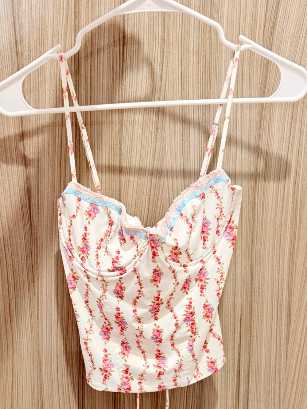 Edikted Indira Floral Lace-Up Corset Camisole Size Small